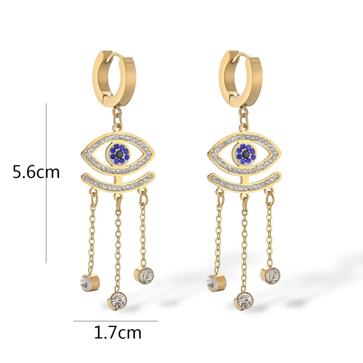 Long Blue Evil Eye Earrings