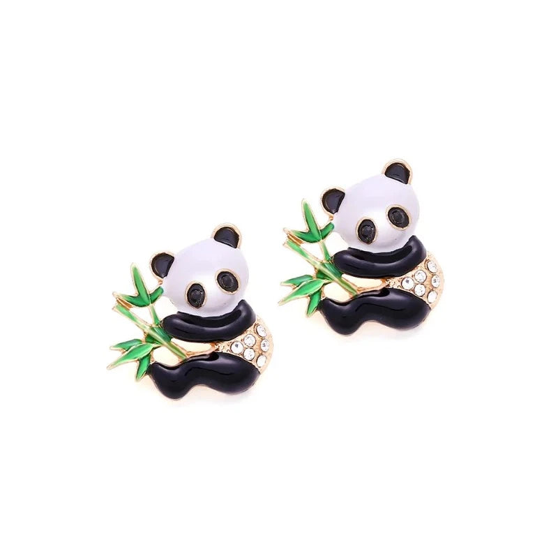 Auskarai Panda Bambukas