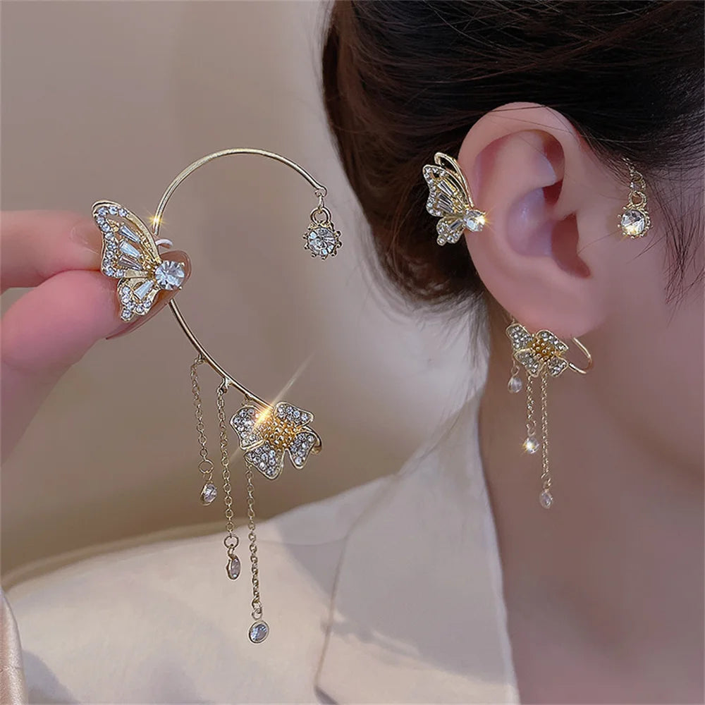 Butterfly earrings with zircons 