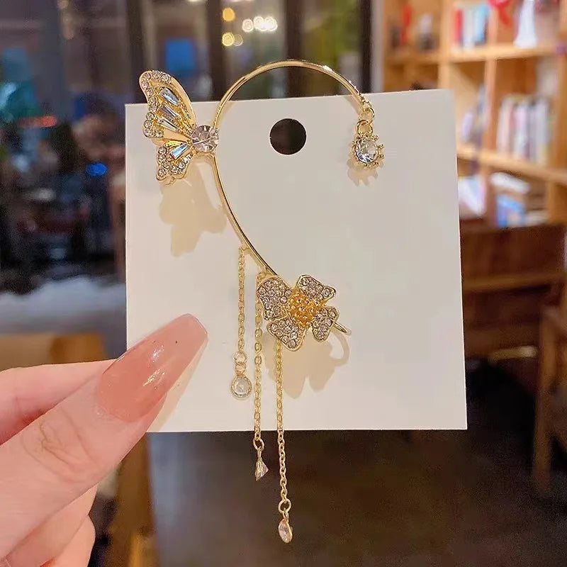 Butterfly earrings with zircons 