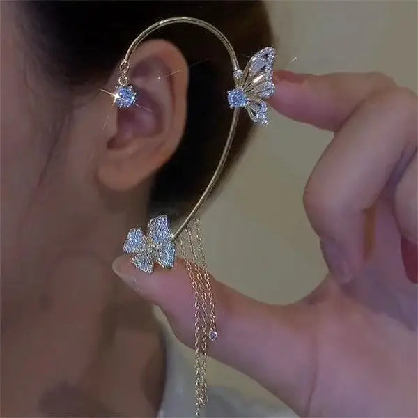 Butterfly earrings with zircons 