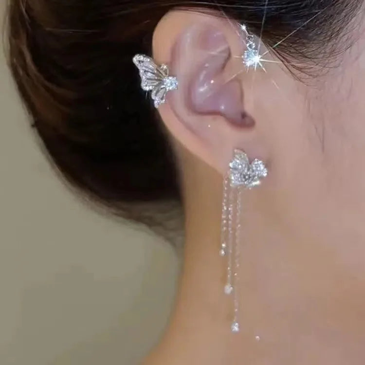 Butterfly earrings with zircons 