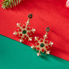 Boucles d'Oreilles Pendantes avec Flocon de Neige rouge