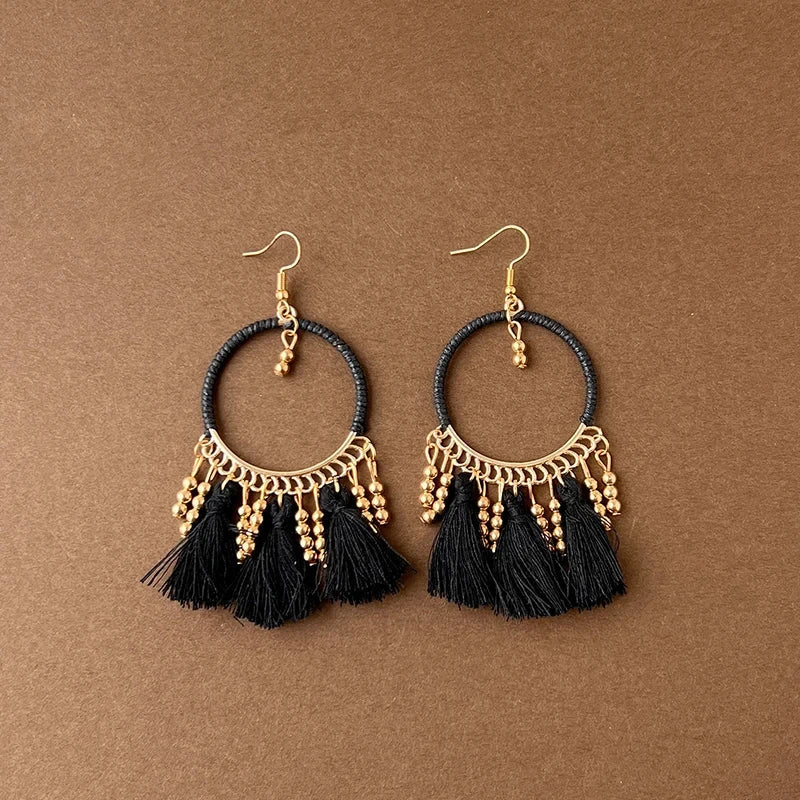 Boucles d'Oreilles Pendantes Bohêmes Plumes 4