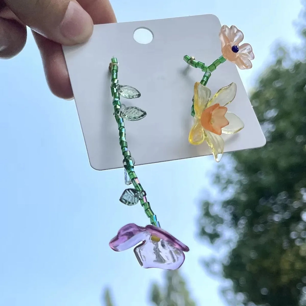 Boucles d'Oreilles Pendantes Fleur Style Bohême