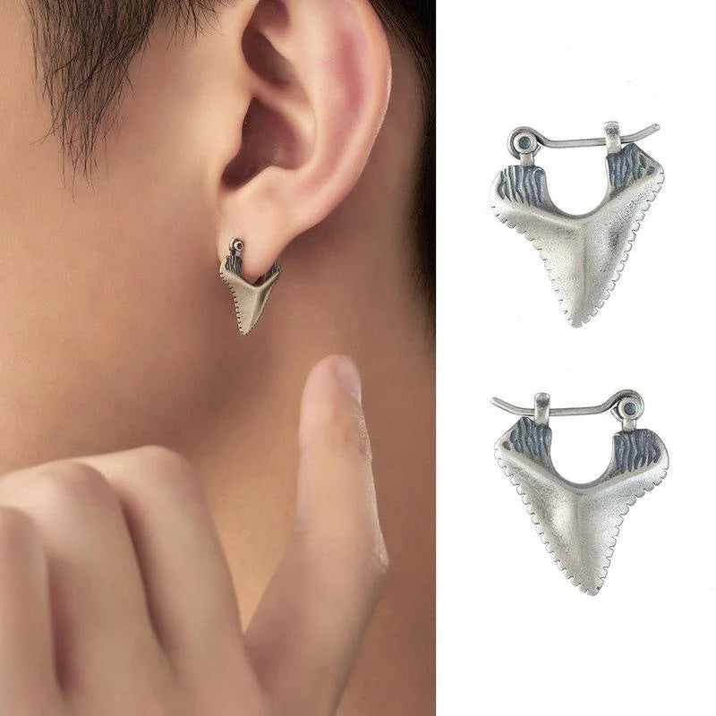 Boucles d'Oreilles Pendantes Incrustées Dent de Requin