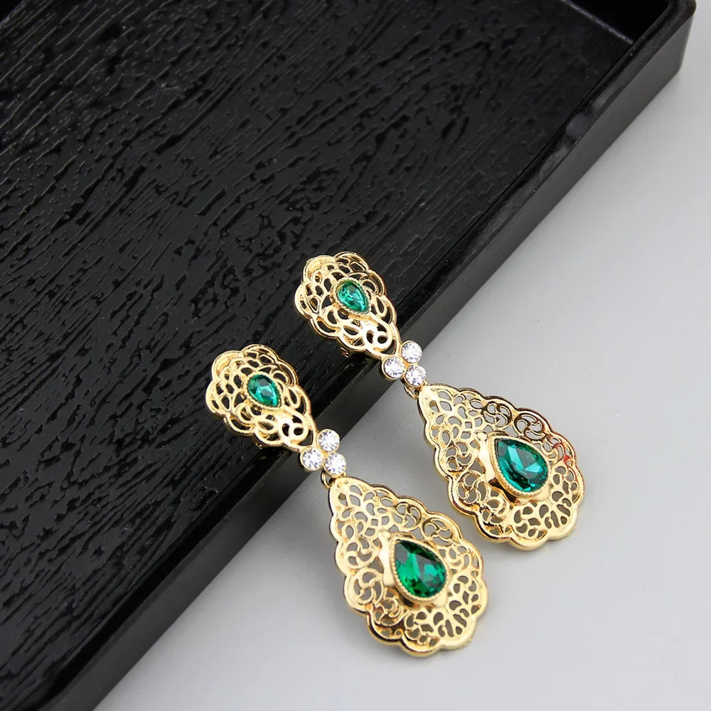 Dangling earrings for Arab women wedding green