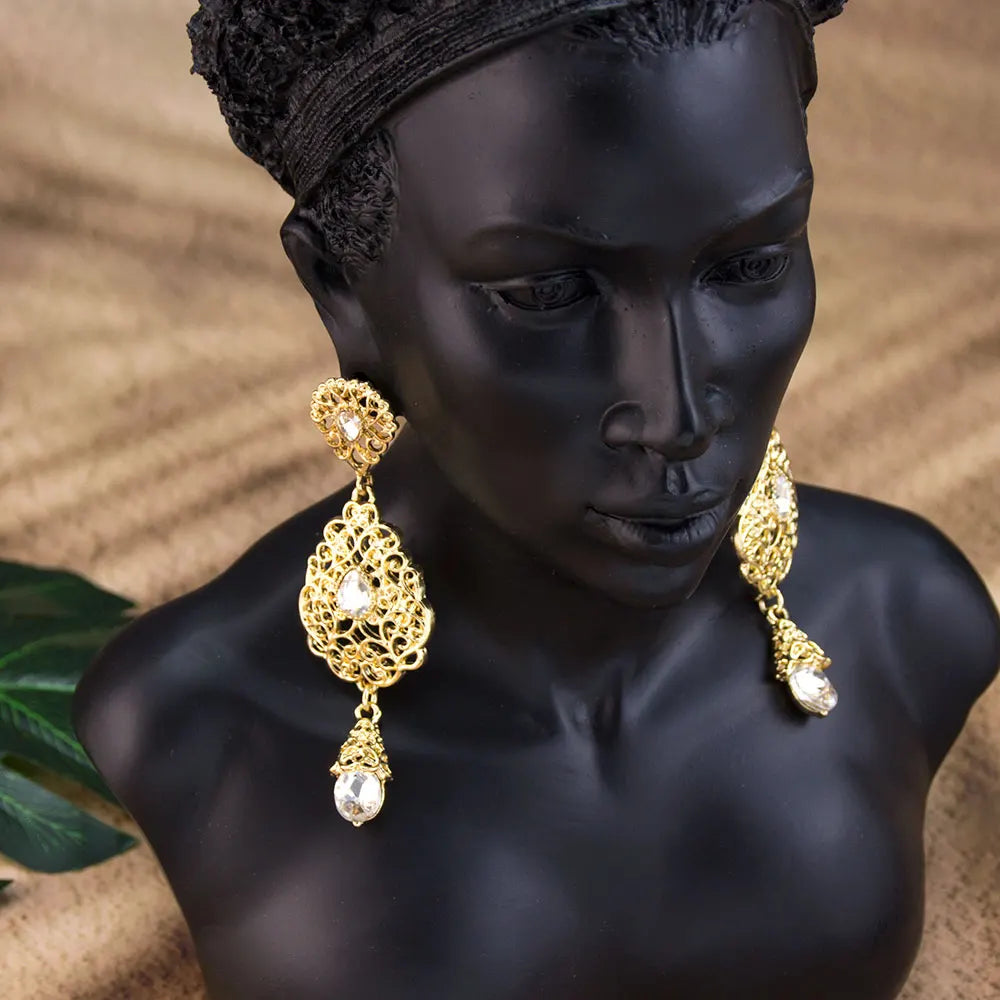 White Arab Muslim wedding dangling earrings for women