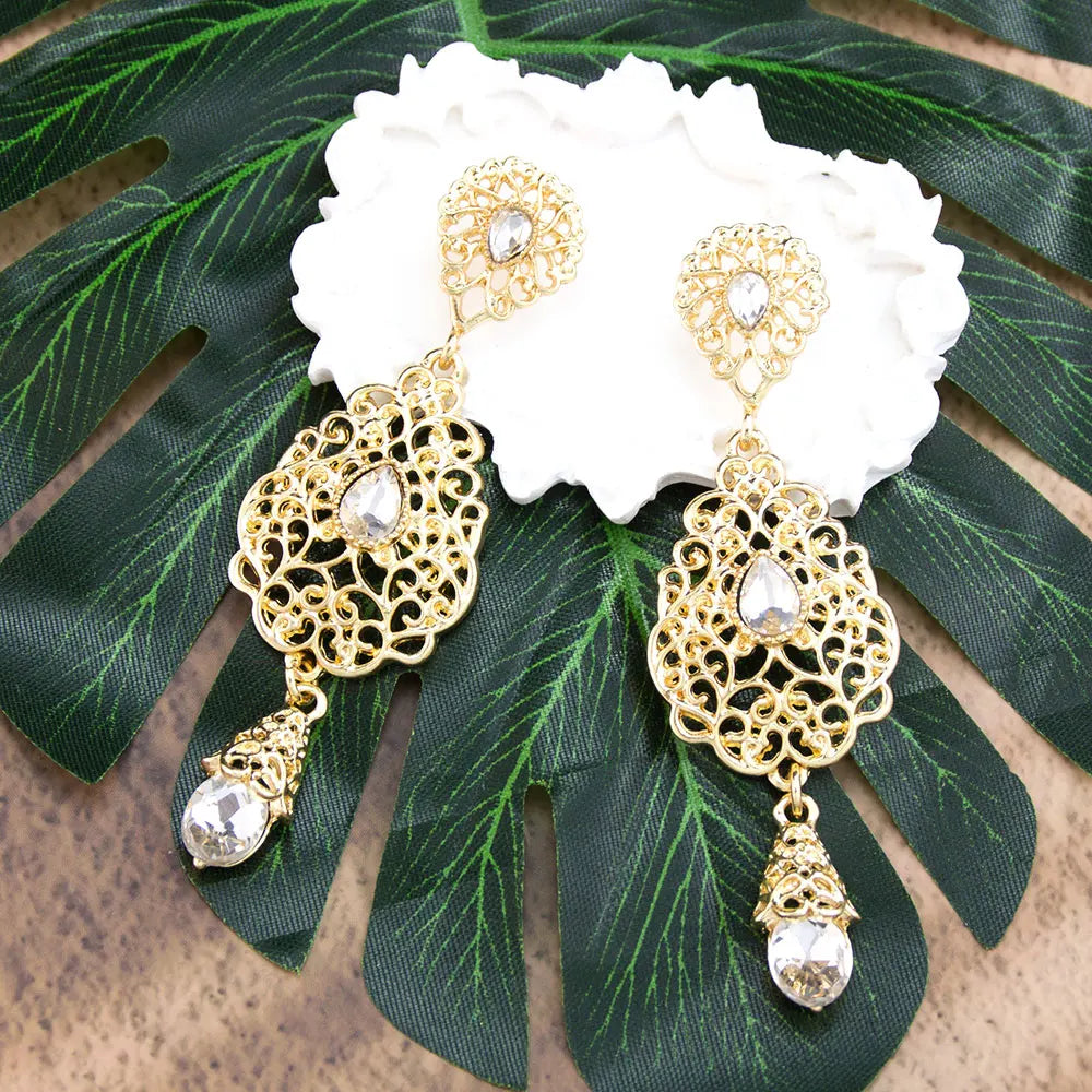 White Arab Muslim wedding dangling earrings for women