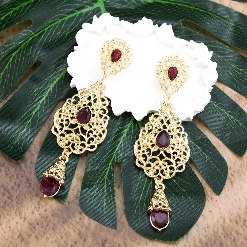 Red Arab Muslim wedding dangling earrings for women