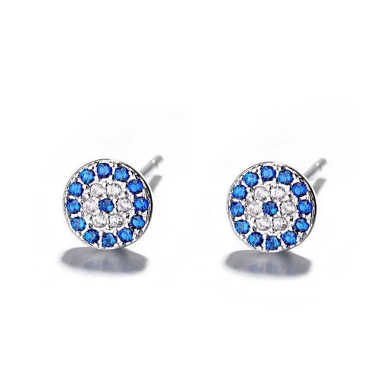 Retro Evil Eye Blue Turkish Crystal Earrings