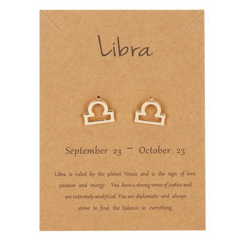 Auskarai Zodiako ženklas 12 žvaigždynų Svarstyklės