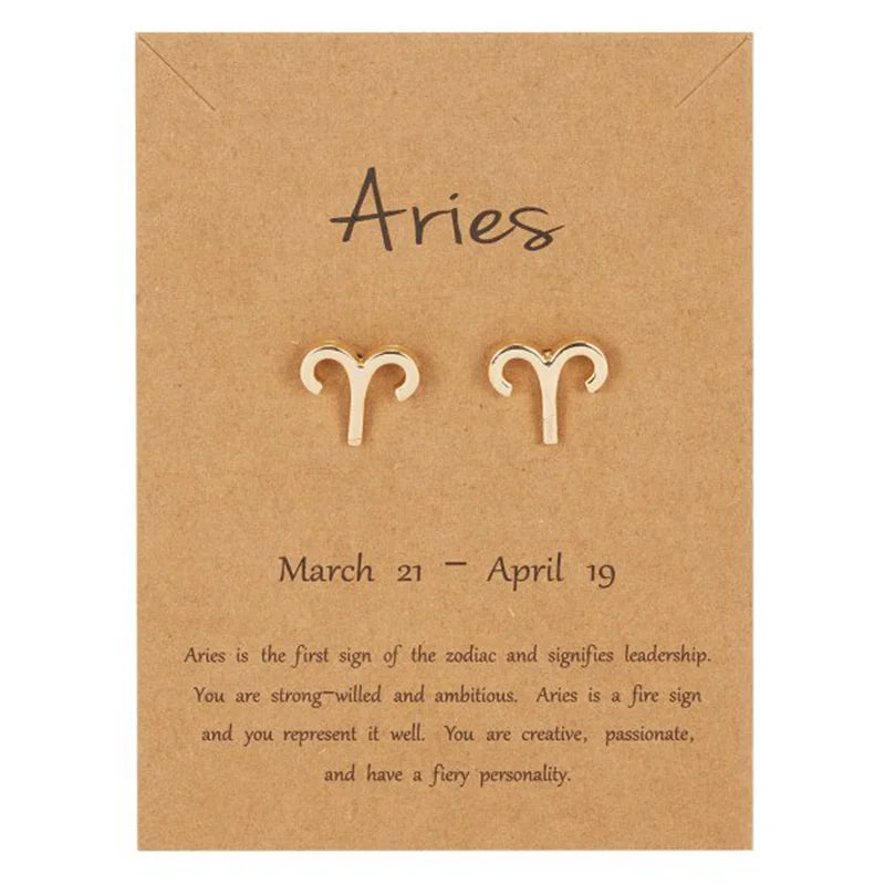 Auskarai Zodiako ženklas 12 žvaigždynų Avinas