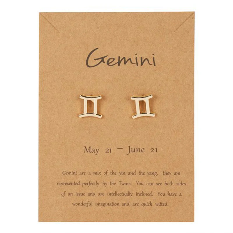 Auskarai Zodiako ženklas 12 žvaigždynų Dvyniai
