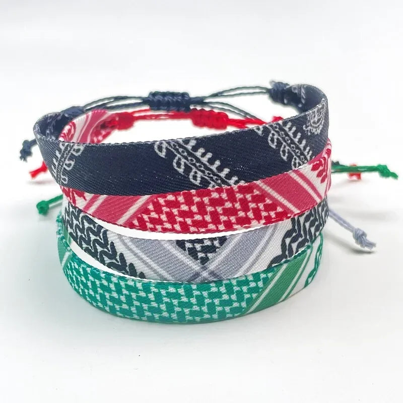 Bracelet with black Arabic Keffiyeh geometric patterns