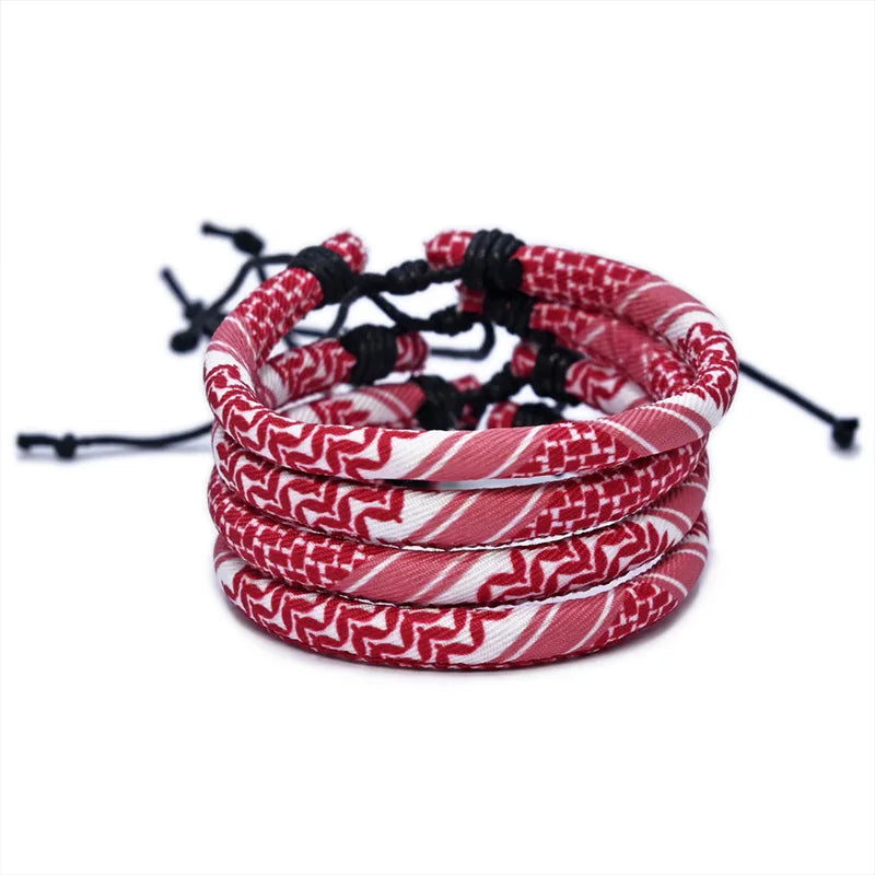 Bracelet with Arab Keffiyeh patterns for men or women red