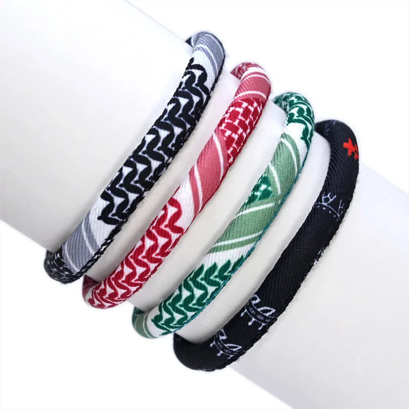 Bracelet with Arab Keffiyeh patterns for men or women green