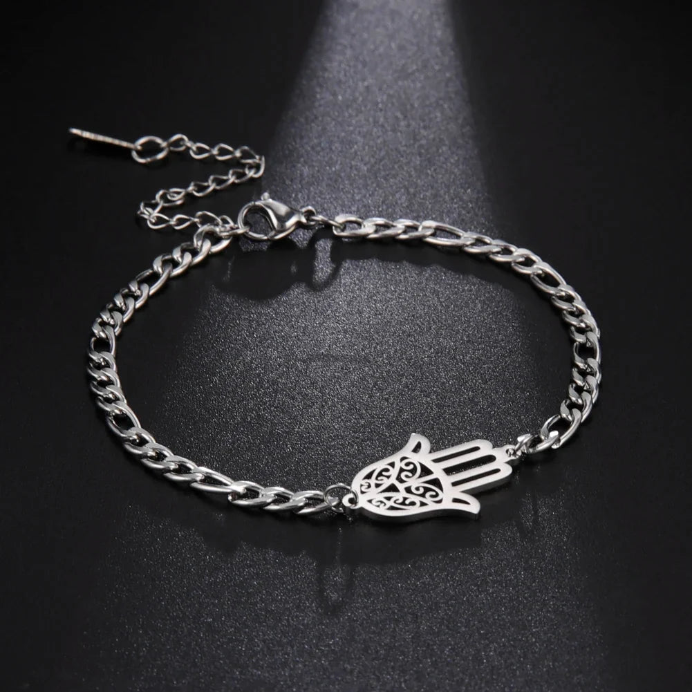 Bracelet with golden or silver Arabic Hand of Fatma silver