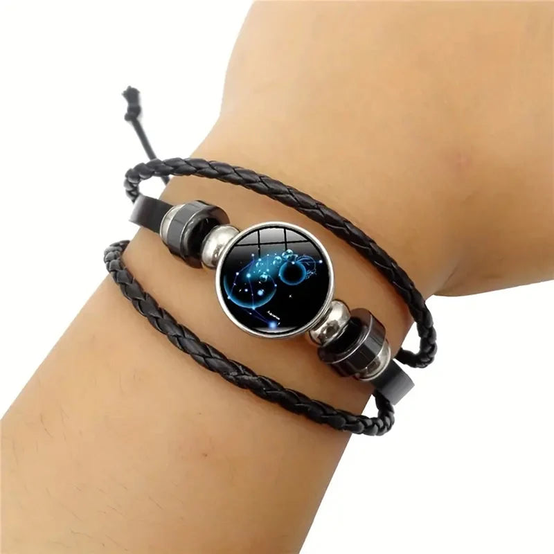 Leather Bracelet Zodiac Sign 12 Constellations 