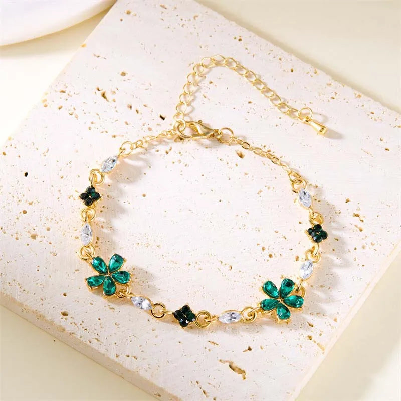 Bracelet Elégant avec Fleurs vert