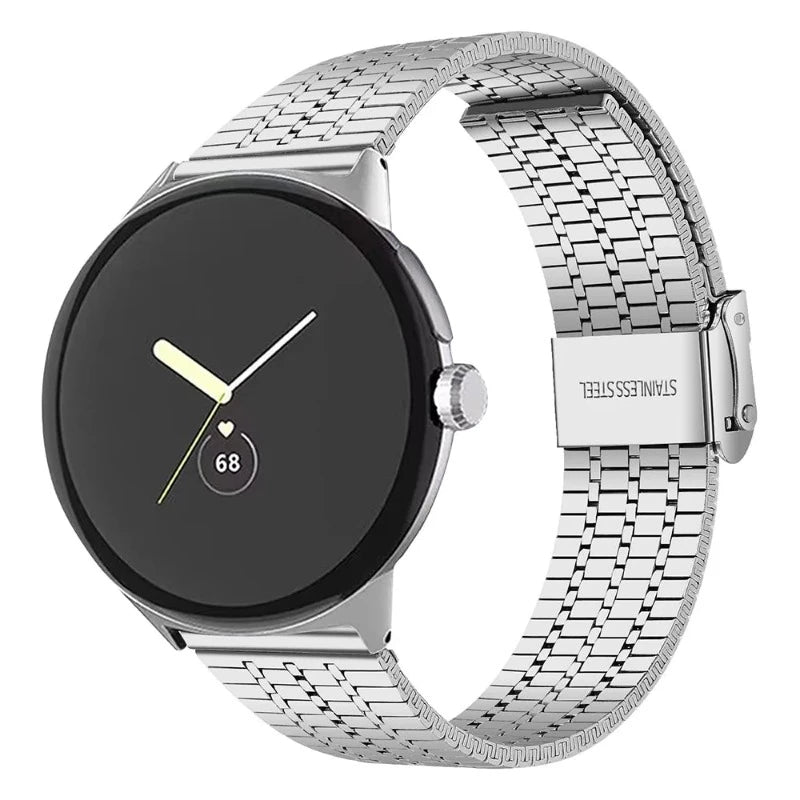 Aproce no rūdīta tērauda ar sieta rakstu Smartwatch Google Pixel Watch 1 & 2 sudraba krāsā