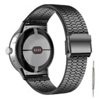 Aproce no rūdīta tērauda ar sieta rakstu Smartwatch Google Pixel Watch 1 & 2 melnā krāsā