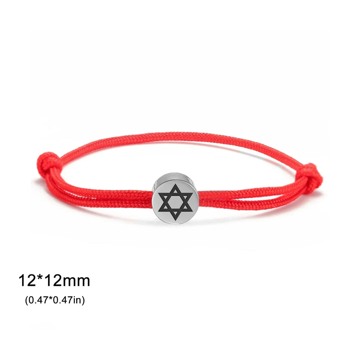 Paelaga käevõru punase ja hõbedase juudi <span data-glossary-id="star_of_david">Taaveti tähe</span> sümboliga