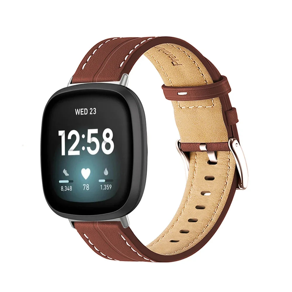 Kožni remen za sat Fitbit Versa 3, Versa 4, Sense 1 i Sense 2 smeđi