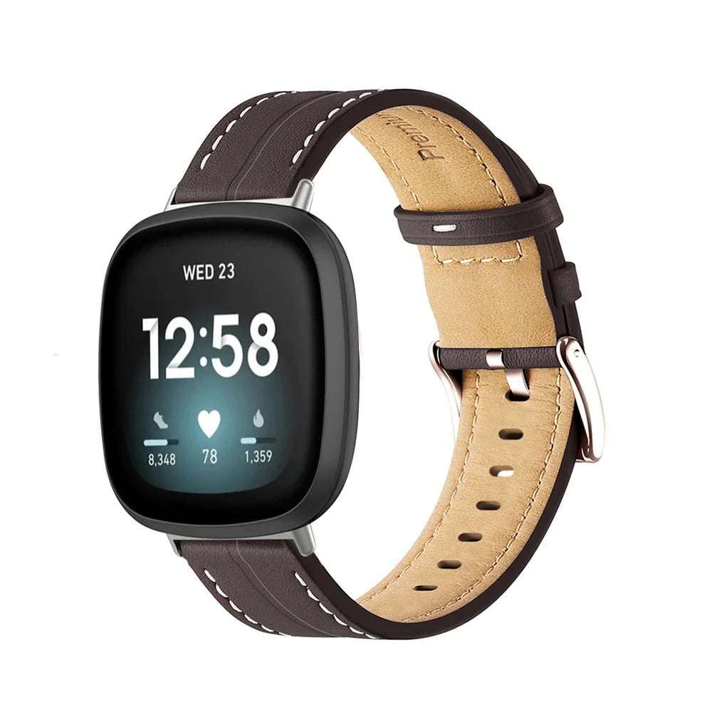 Kožni remen za sat Fitbit Versa 3, Versa 4, Sense 1 i Sense 2 smeđi