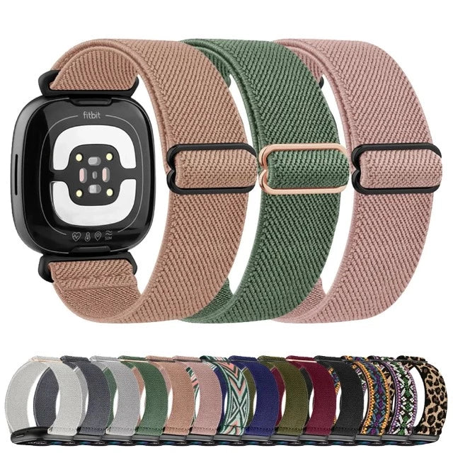 Elastičen najlonski zapestni trak za Fitbit Versa 3 Versa 4 Sense 2