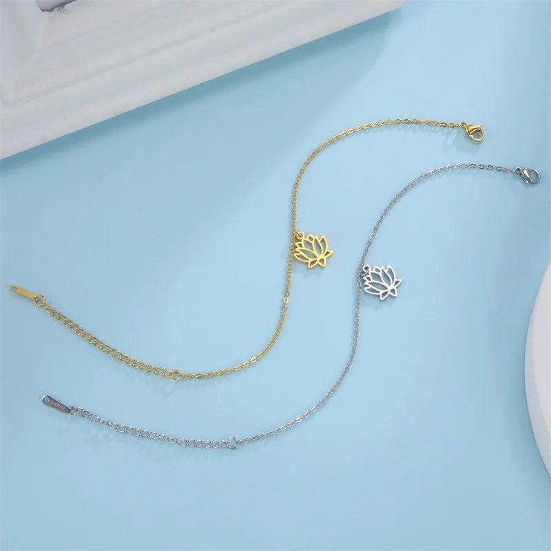 Thin Lotus Flower Bracelet 