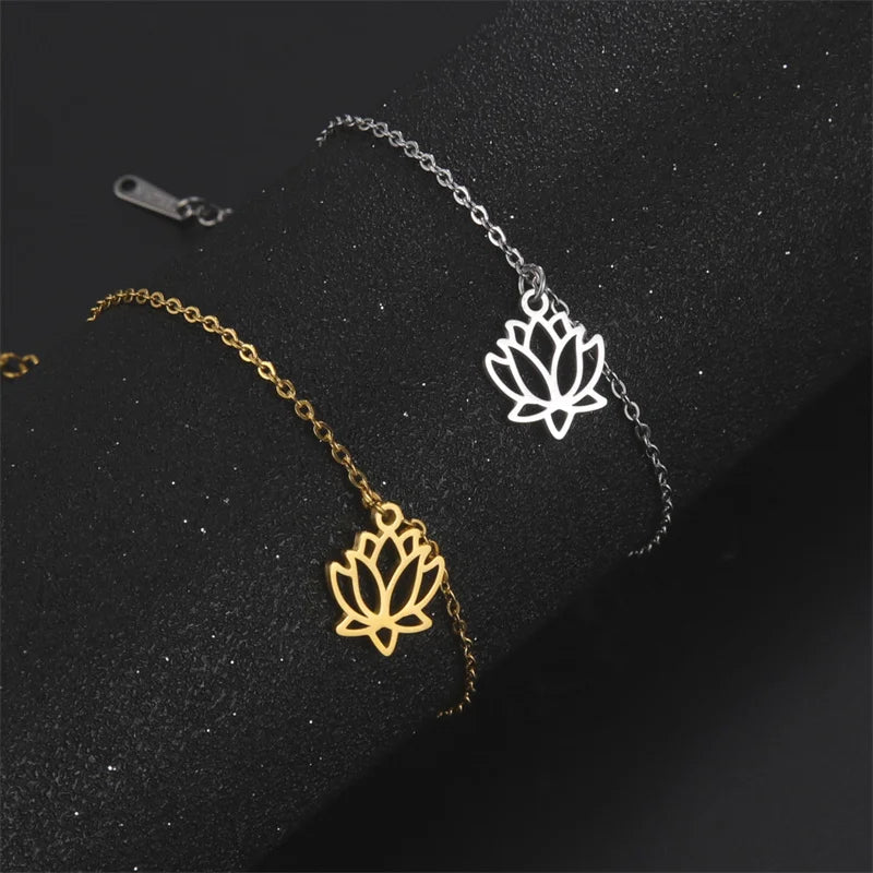 Thin Lotus Flower Bracelet 