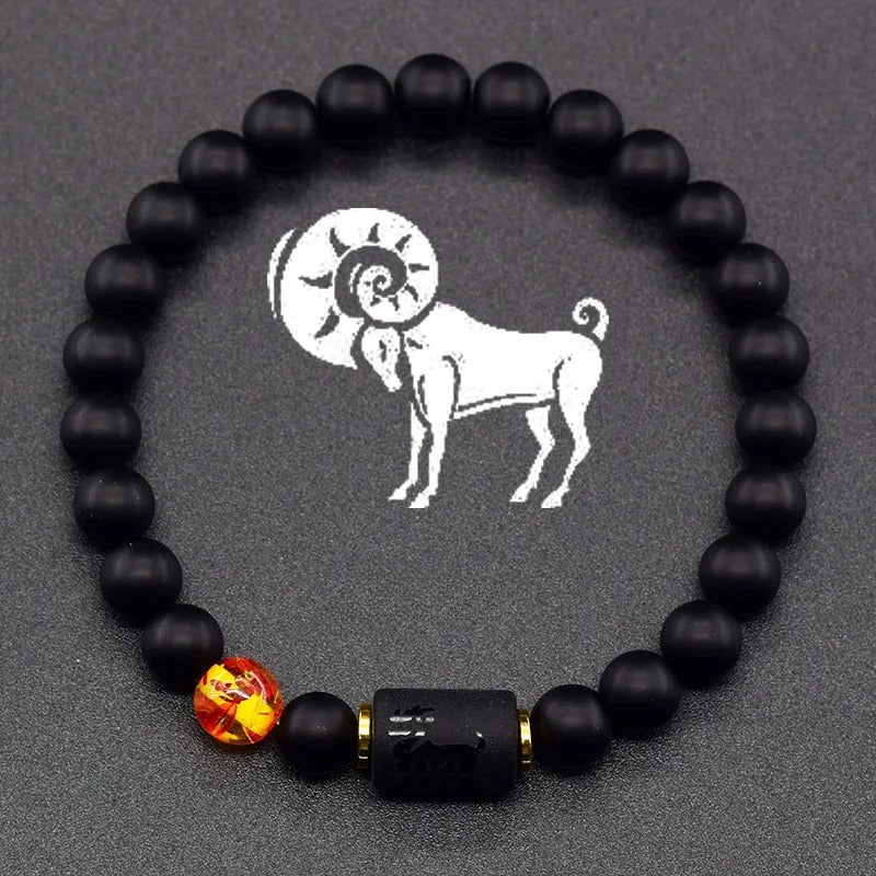 Black Zodiac Sign Bracelet Astro Black 12 Constellations 