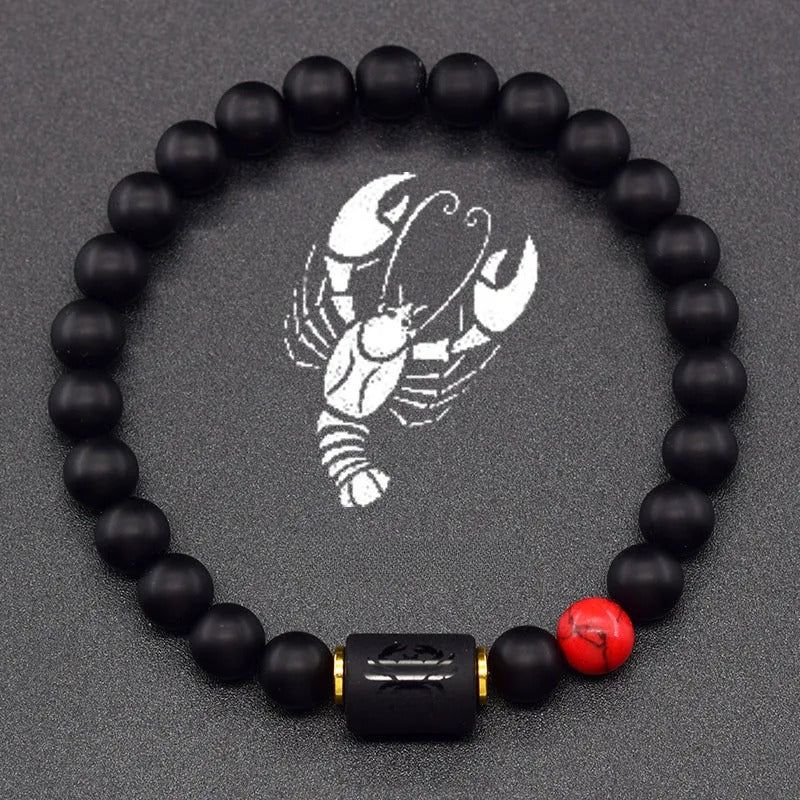 Black Zodiac Sign Bracelet Astro Black 12 Constellations 