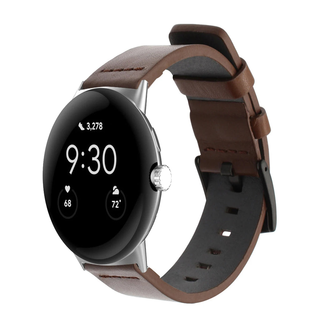 Brown Leather Strap for Google Pixel Watch 1, 2, 3, 41mm 45mm