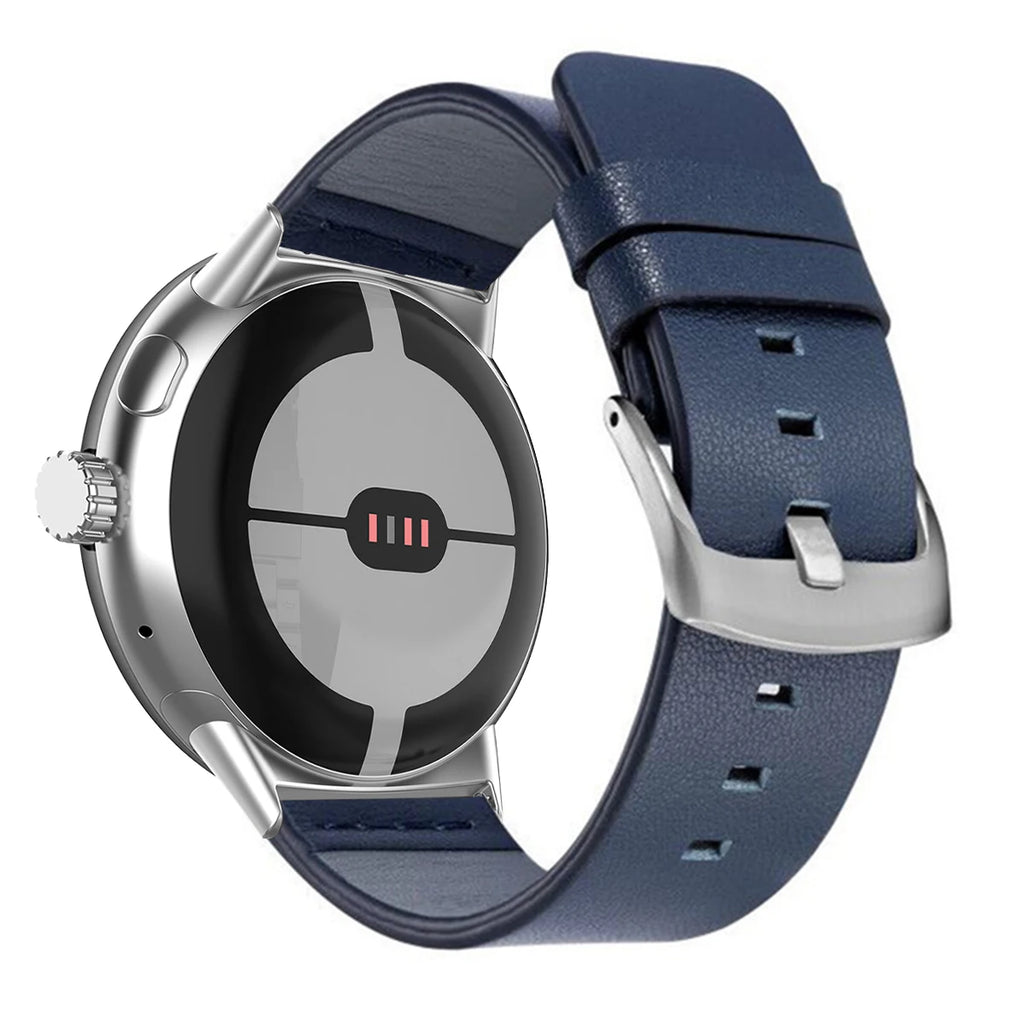Brown Leather Strap for Google Pixel Watch 1, 2, 3, 41mm 45mm Blue