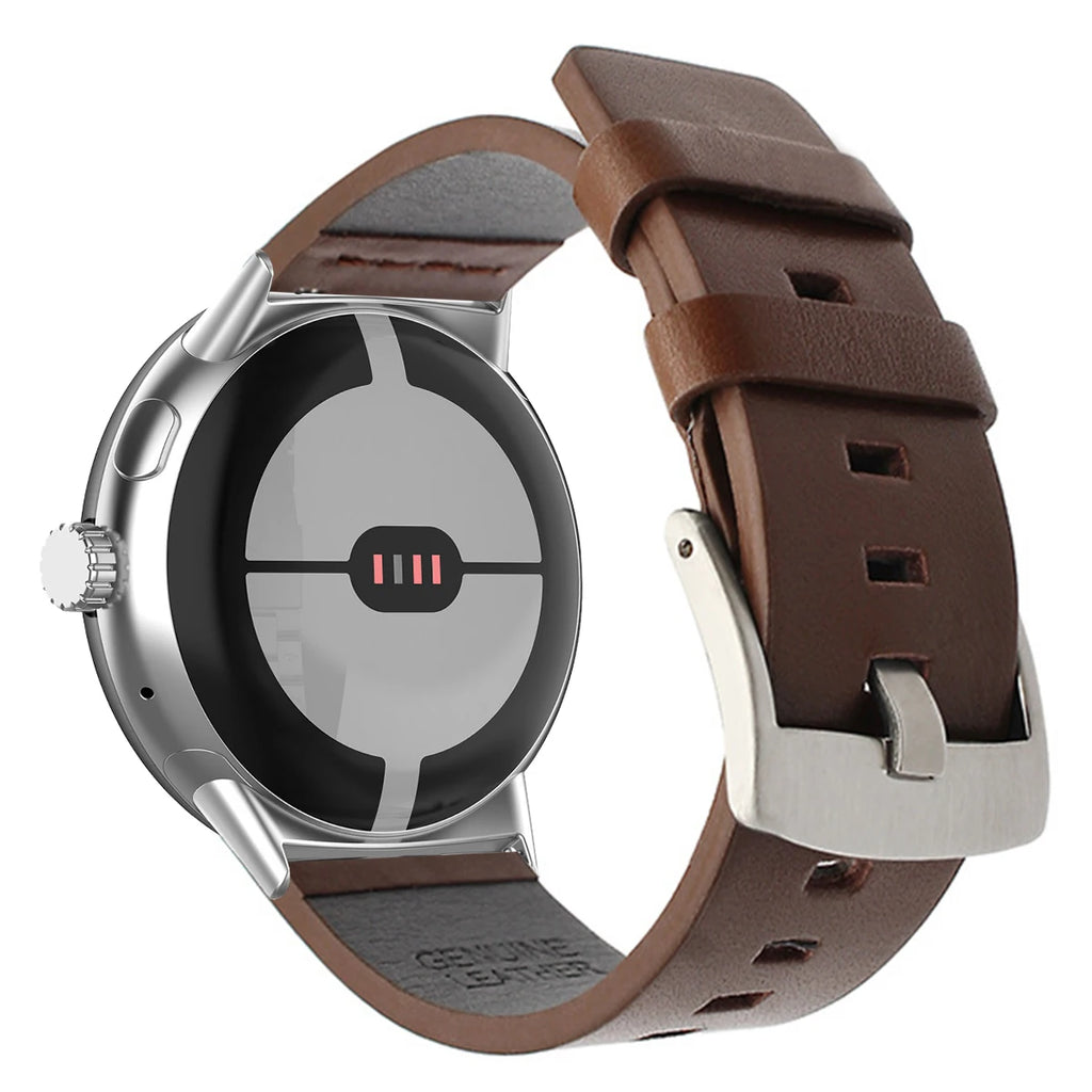Brown Leather Strap for Google Pixel Watch 1, 2, 3, 41mm 45mm