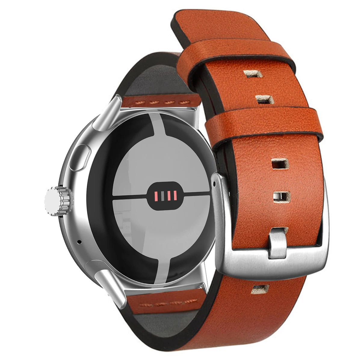 Orange Leather Strap for Google Pixel Watch 1, 2, 3, 41mm 45mm