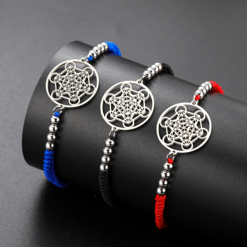Bracelet Coloré de Femme Cube de Métatron rouge