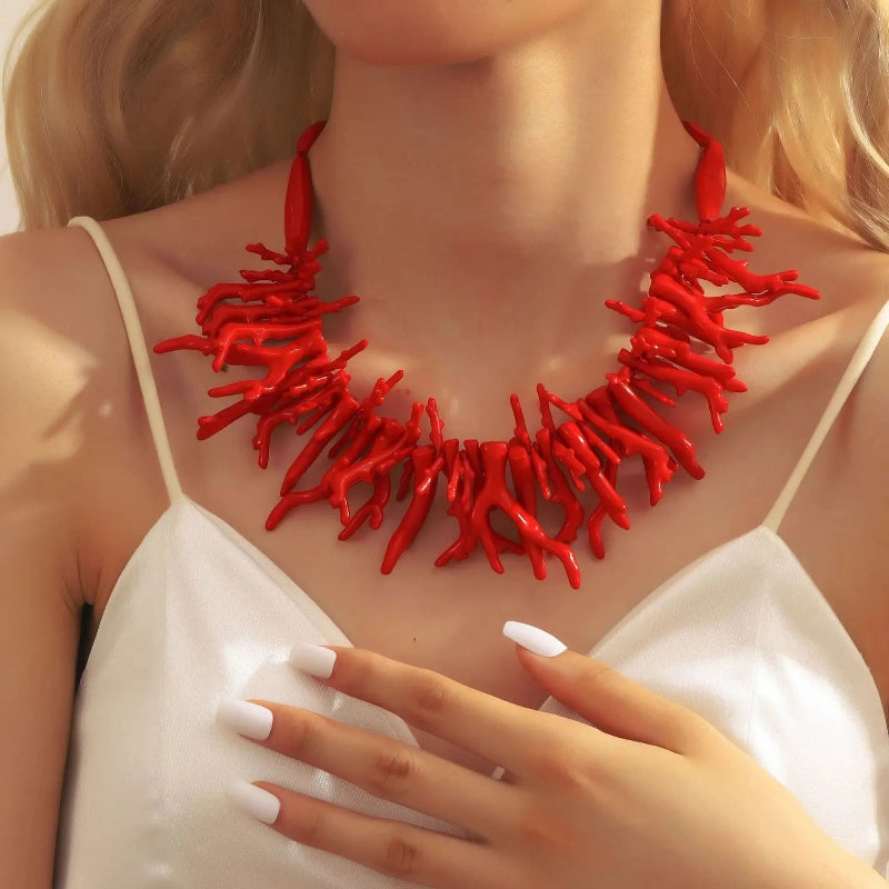 Collier avec Grand Pendentif Corail