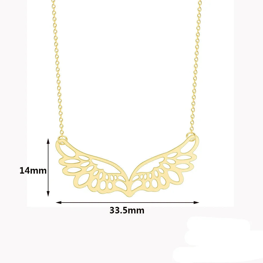 Necklace with large angel wings pendant