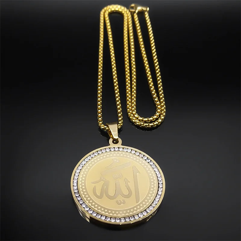 Necklace with Arabic Islamic Muslim Allah amulet pendant gold