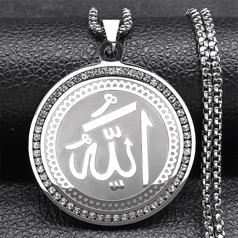 Necklace with Arabic Islamic Muslim Allah amulet pendant silver