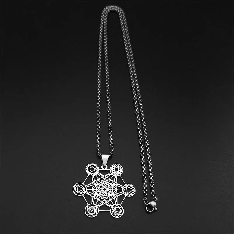 Collier avec Pendentif Cube de Métatron argent