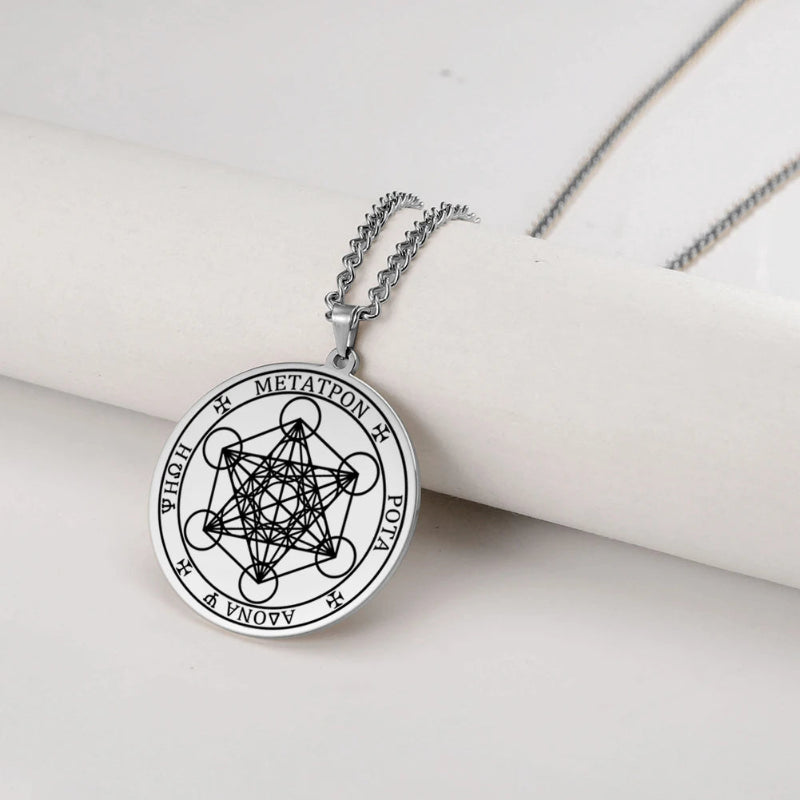 Collier avec Pendentif Cube Métatron argent