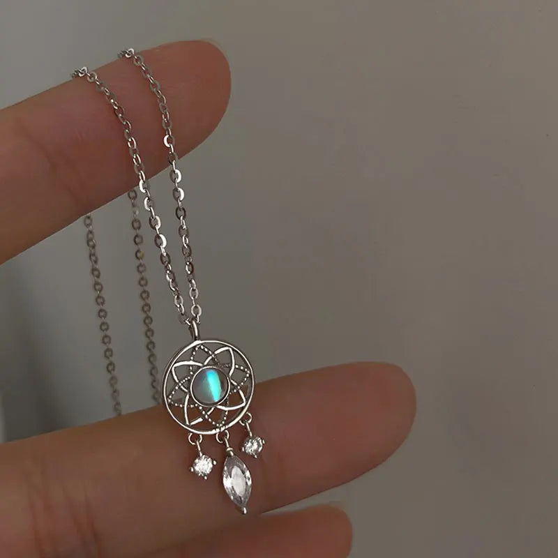 Collier avec Pendentif Elégant Pierre de Lune