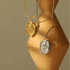 Necklace with rose flower pendant silver