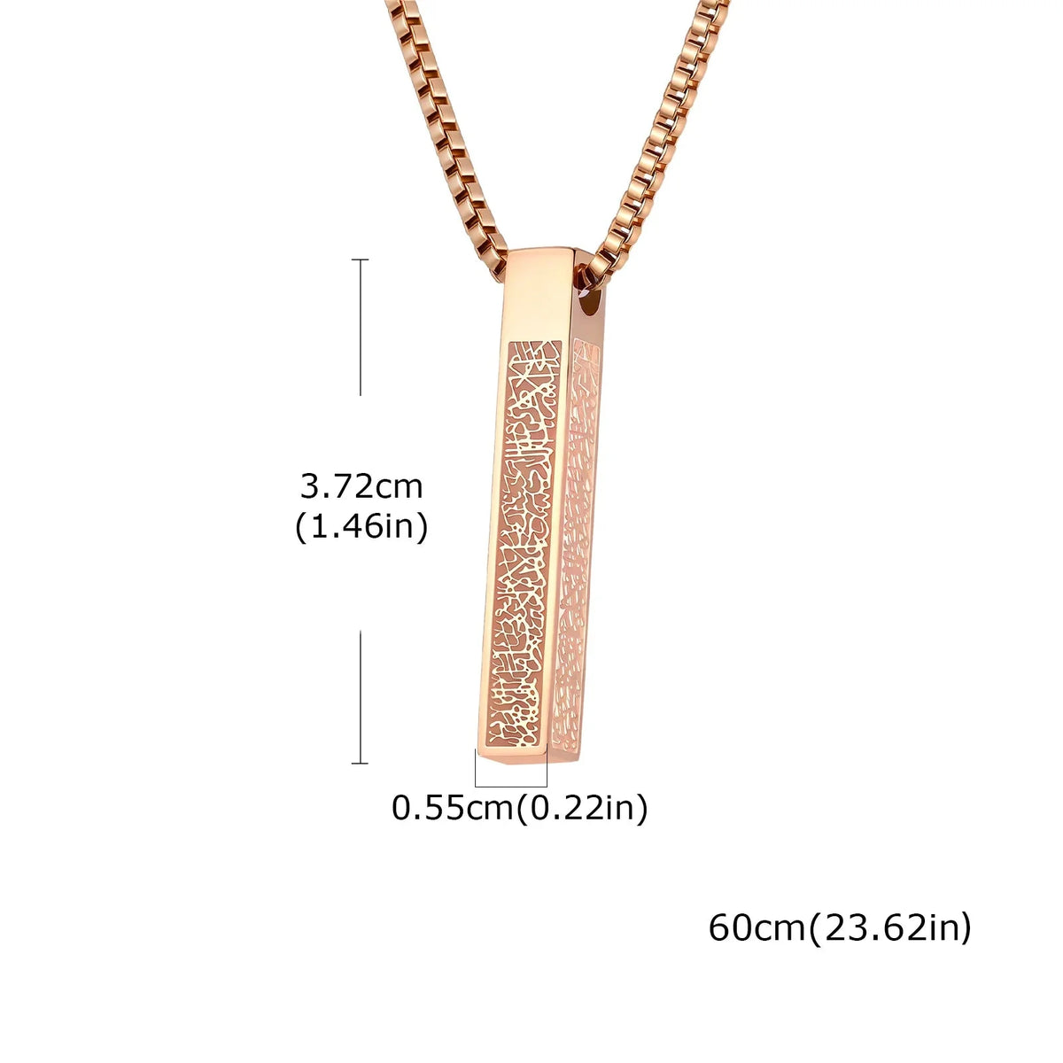 Necklace with geometric Arabic Ayatul Kursi pendant rose gold