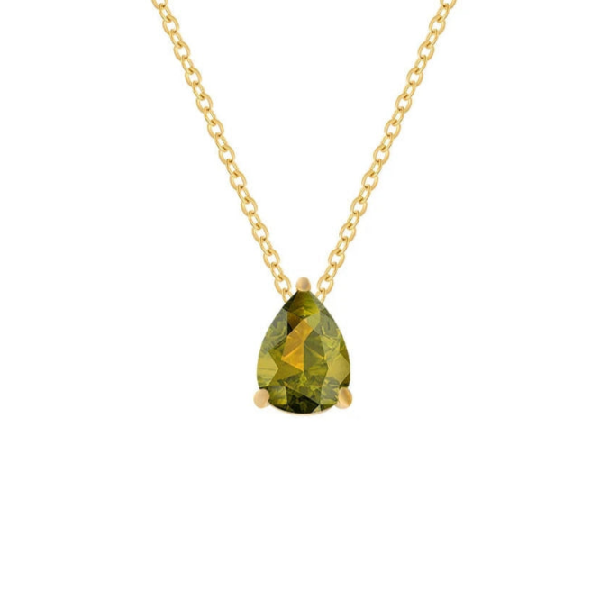 Collier avec Pendentif Goutte d'Eau en Zircon Pierre de Naissance