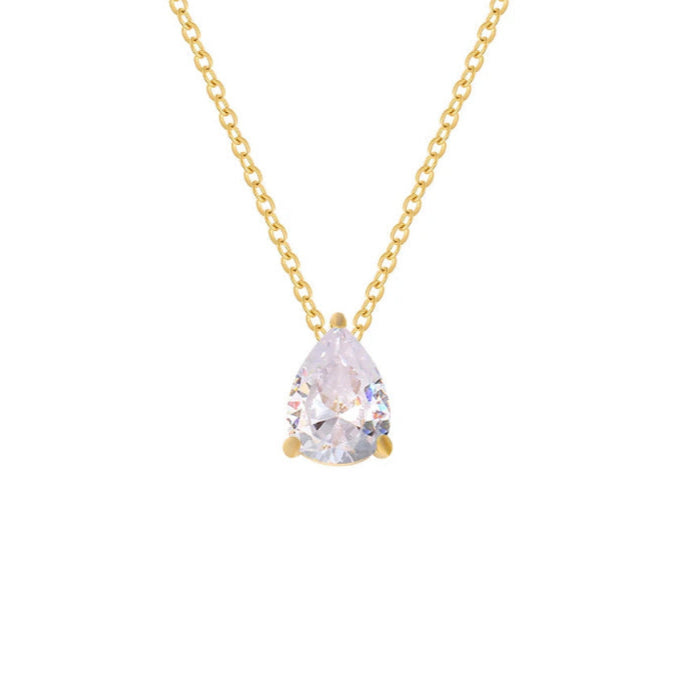 Collier avec Pendentif Goutte d'Eau en Zircon Pierre de Naissance